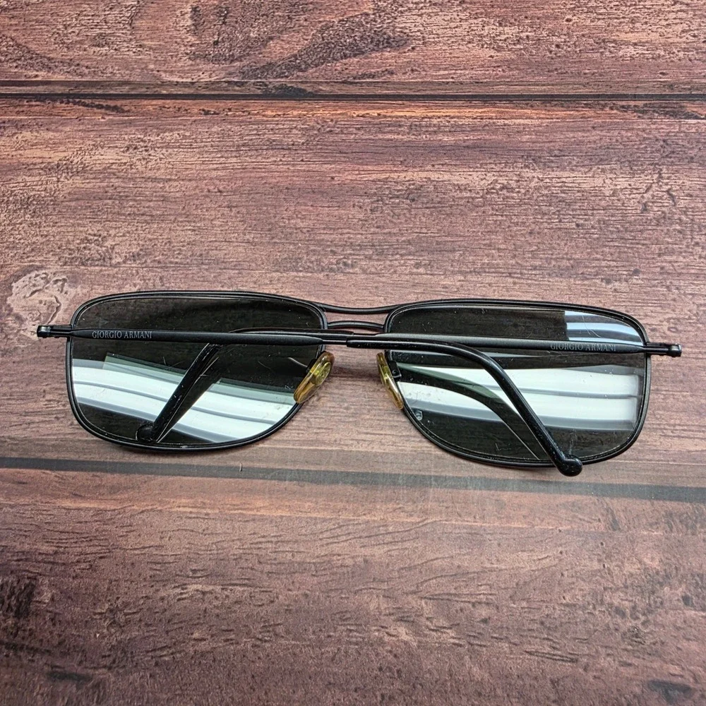 Giorgio Armani 661 706 135 Black Metal Rectangular Sunglasses Made in Italy
